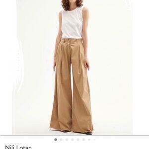 Nili Lotan Beige Wide-Leg Trousers size 4